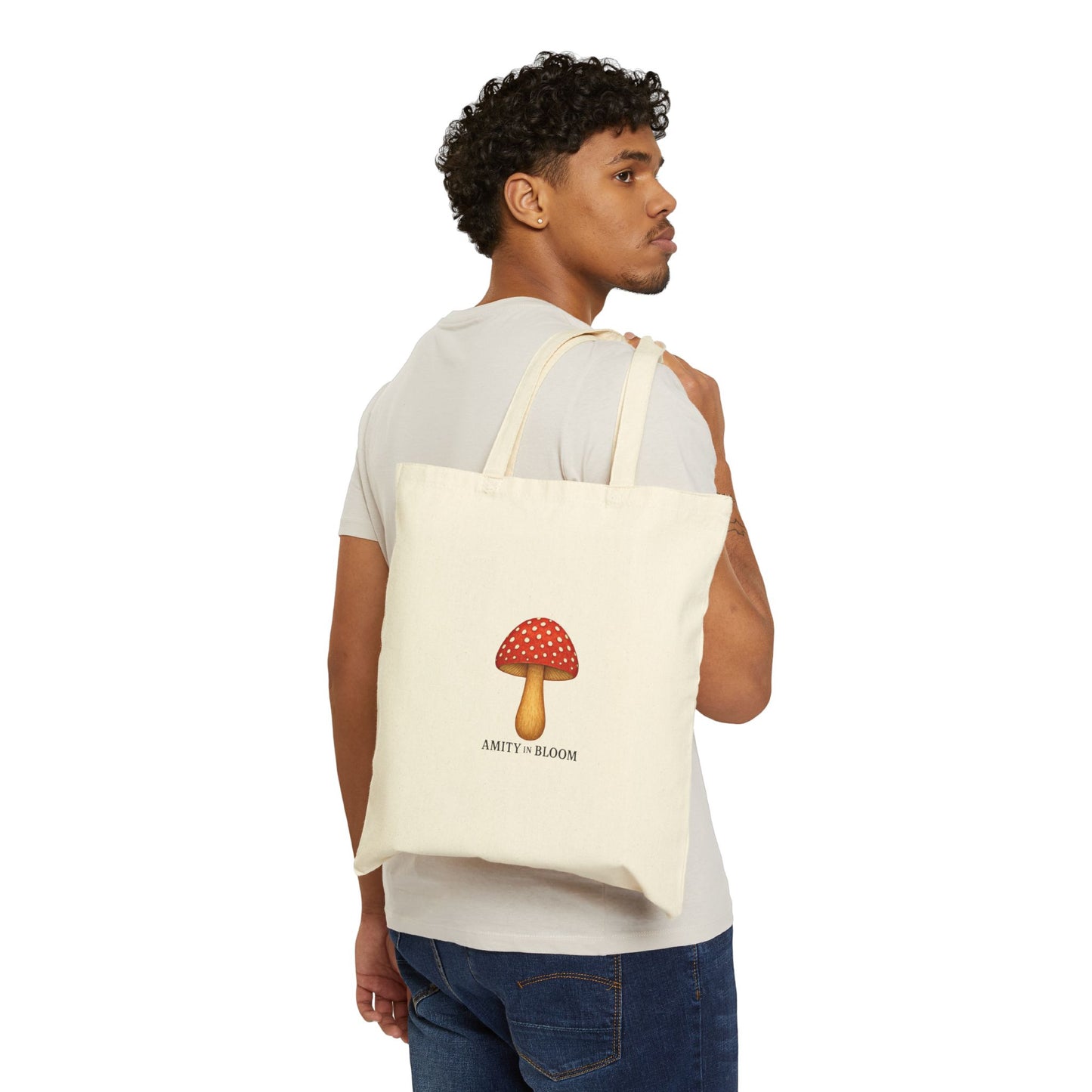 Folkcap Mushroom Canvas Tote Bag | Amity in Bloom Original Design