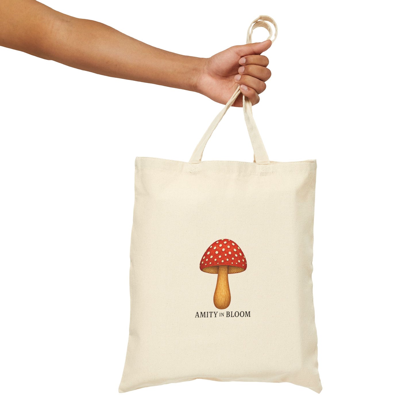 Folkcap Mushroom Canvas Tote Bag | Amity in Bloom Original Design