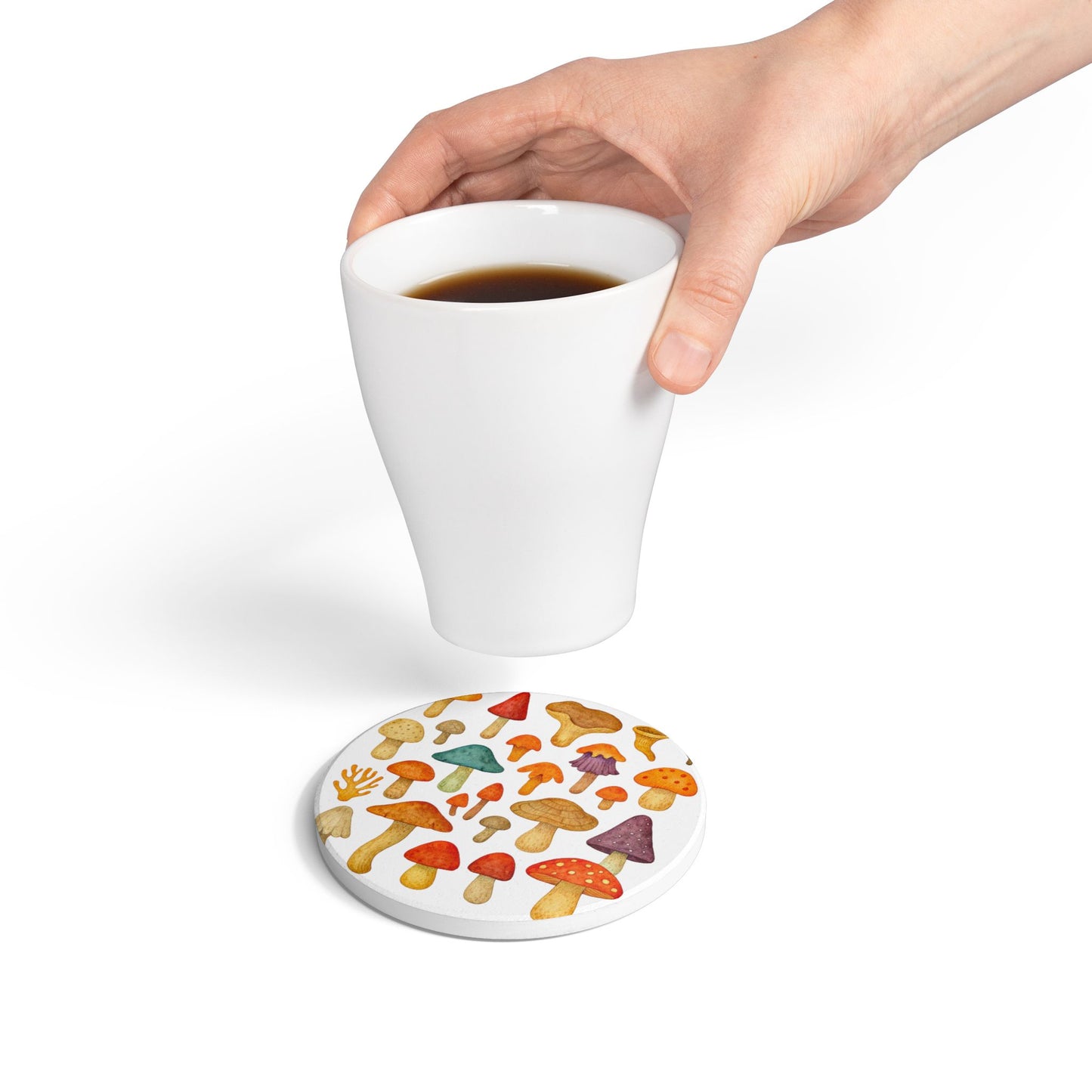 Mushroom Forest Chorus – Ceramic Coaster | Amity in Bloom Original Design