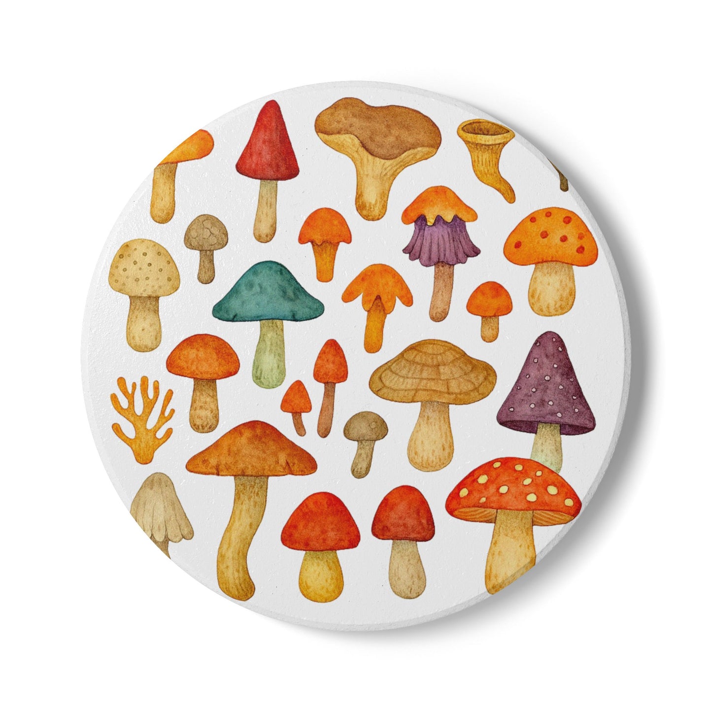Mushroom Forest Chorus – Ceramic Coaster | Amity in Bloom Original Design
