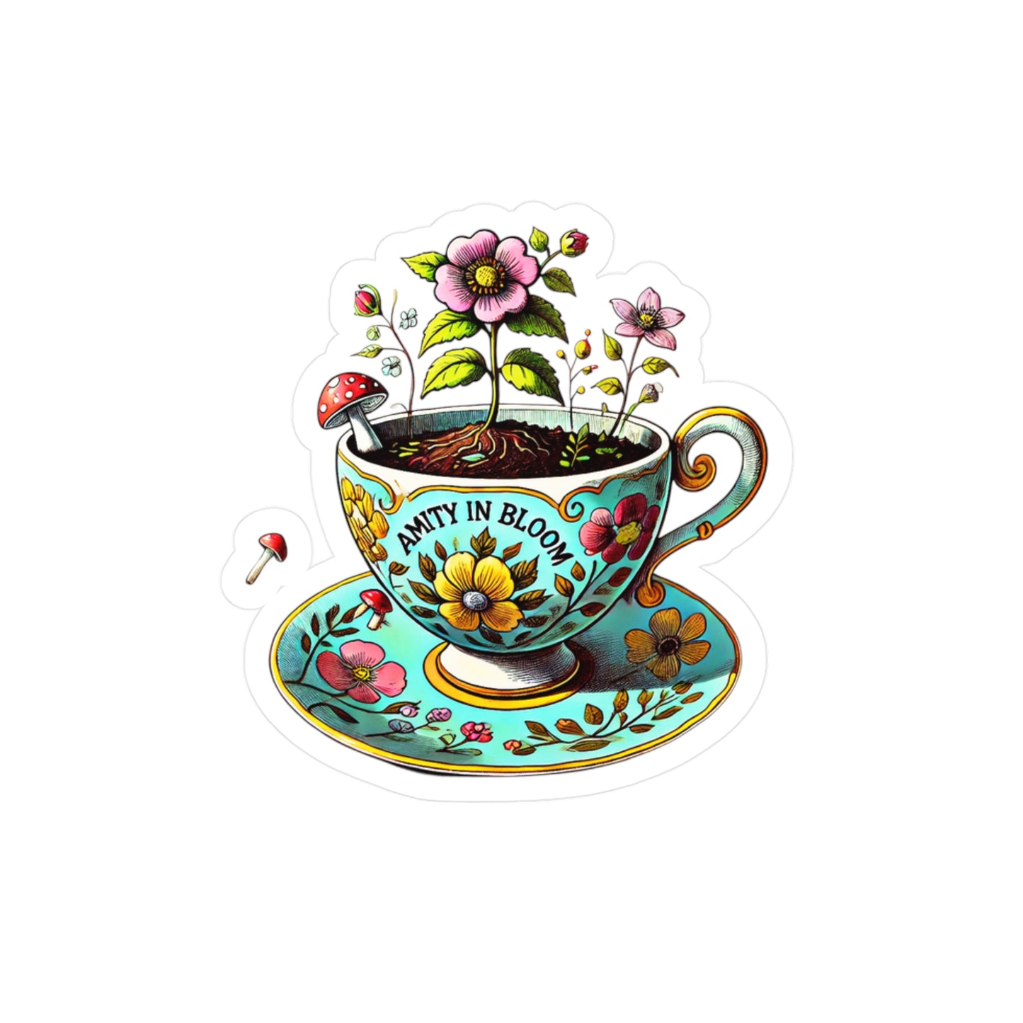 Teacup Bloomcup Sticker | Amity in Bloom Original Design