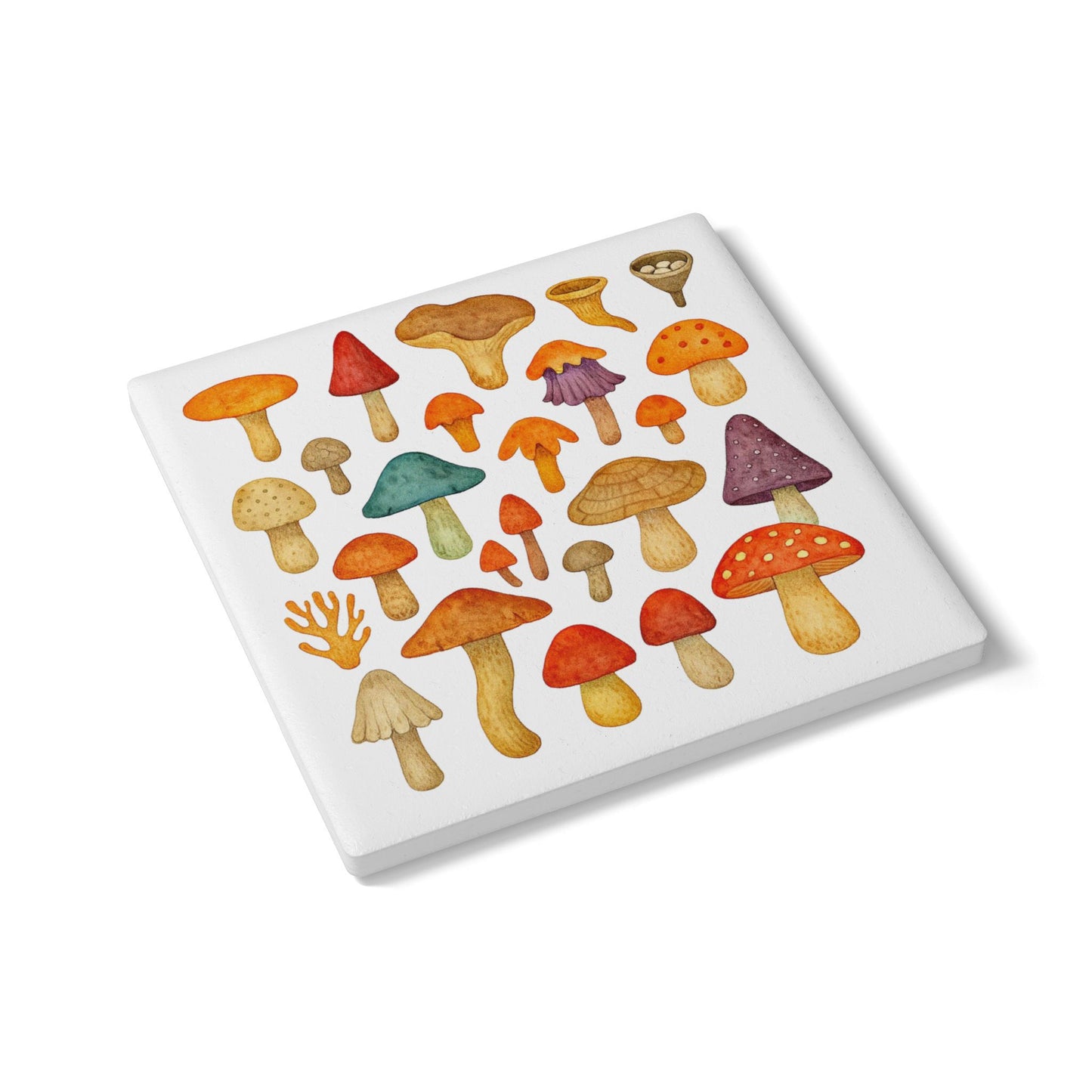 Mushroom Forest Chorus – Ceramic Coaster | Amity in Bloom Original Design