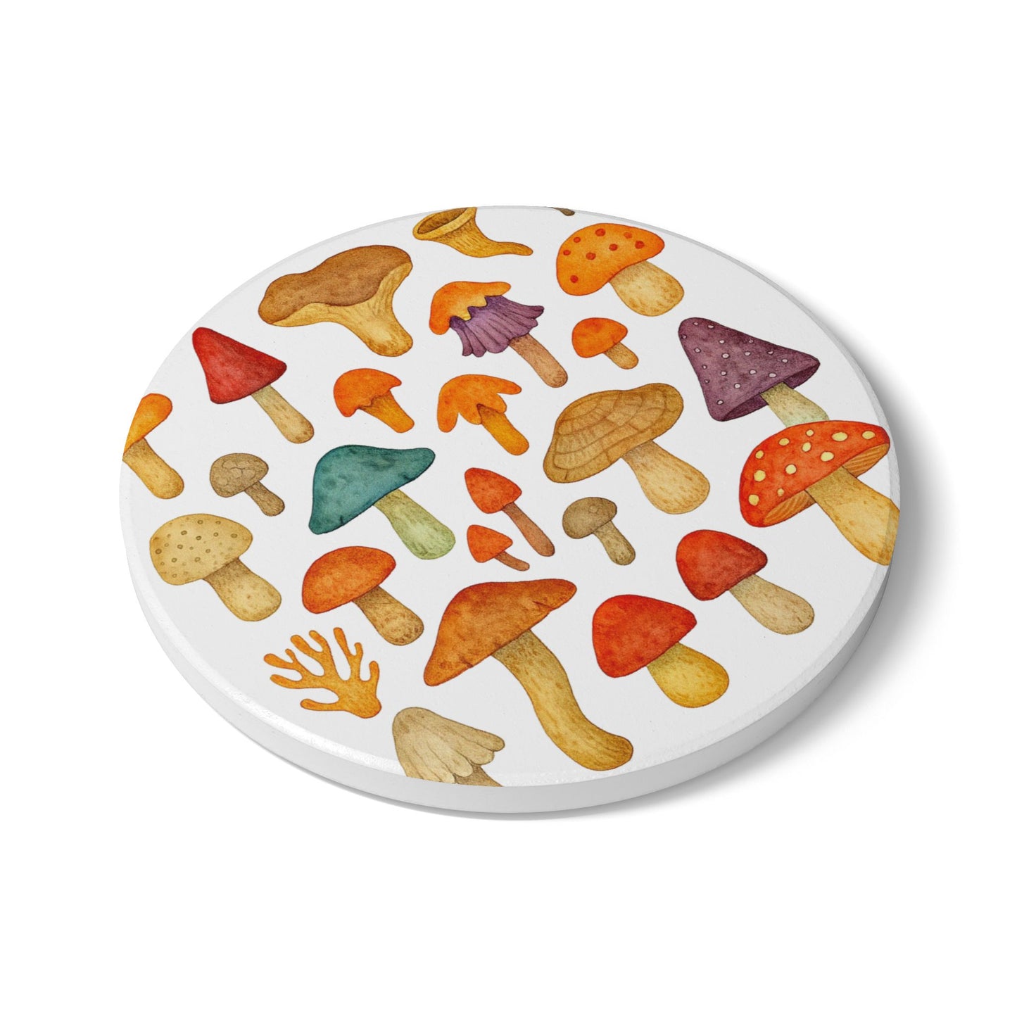 Mushroom Forest Chorus – Ceramic Coaster | Amity in Bloom Original Design