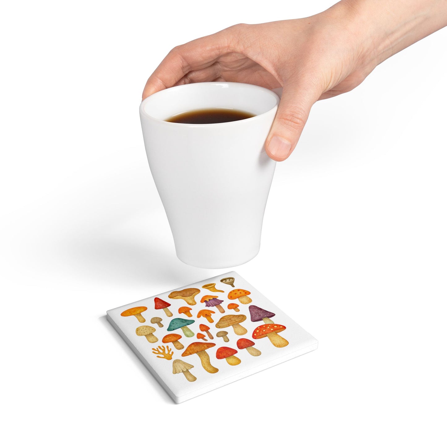Mushroom Forest Chorus – Ceramic Coaster | Amity in Bloom Original Design