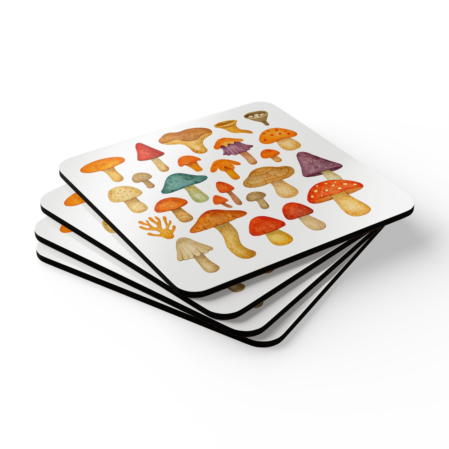 Mushroom Forest Chorus โ Corkboard Coaster Set | Amity in Bloom Original Design