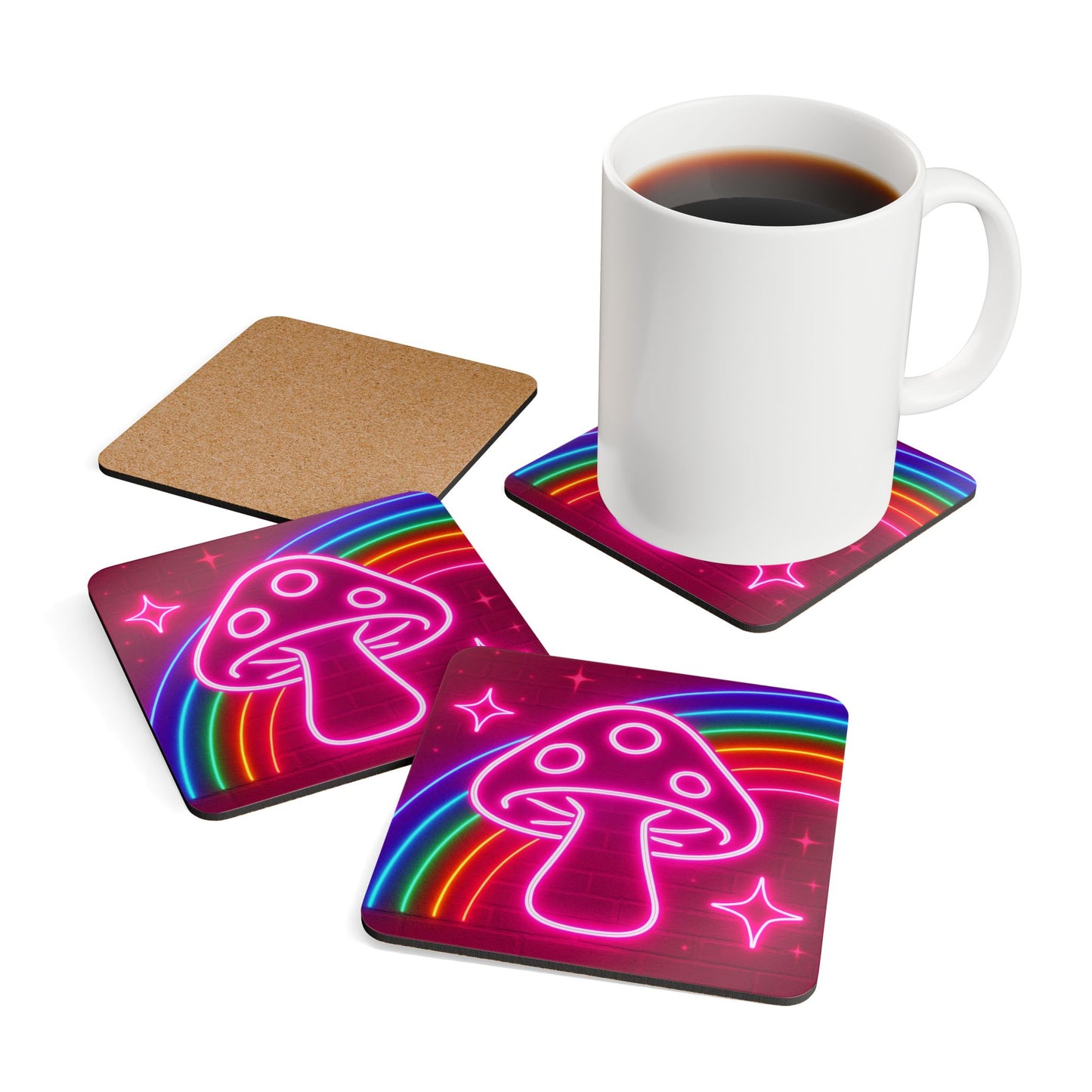 GlowBow Mush Corkboard Coaster Set | Amity in Bloom Original Design