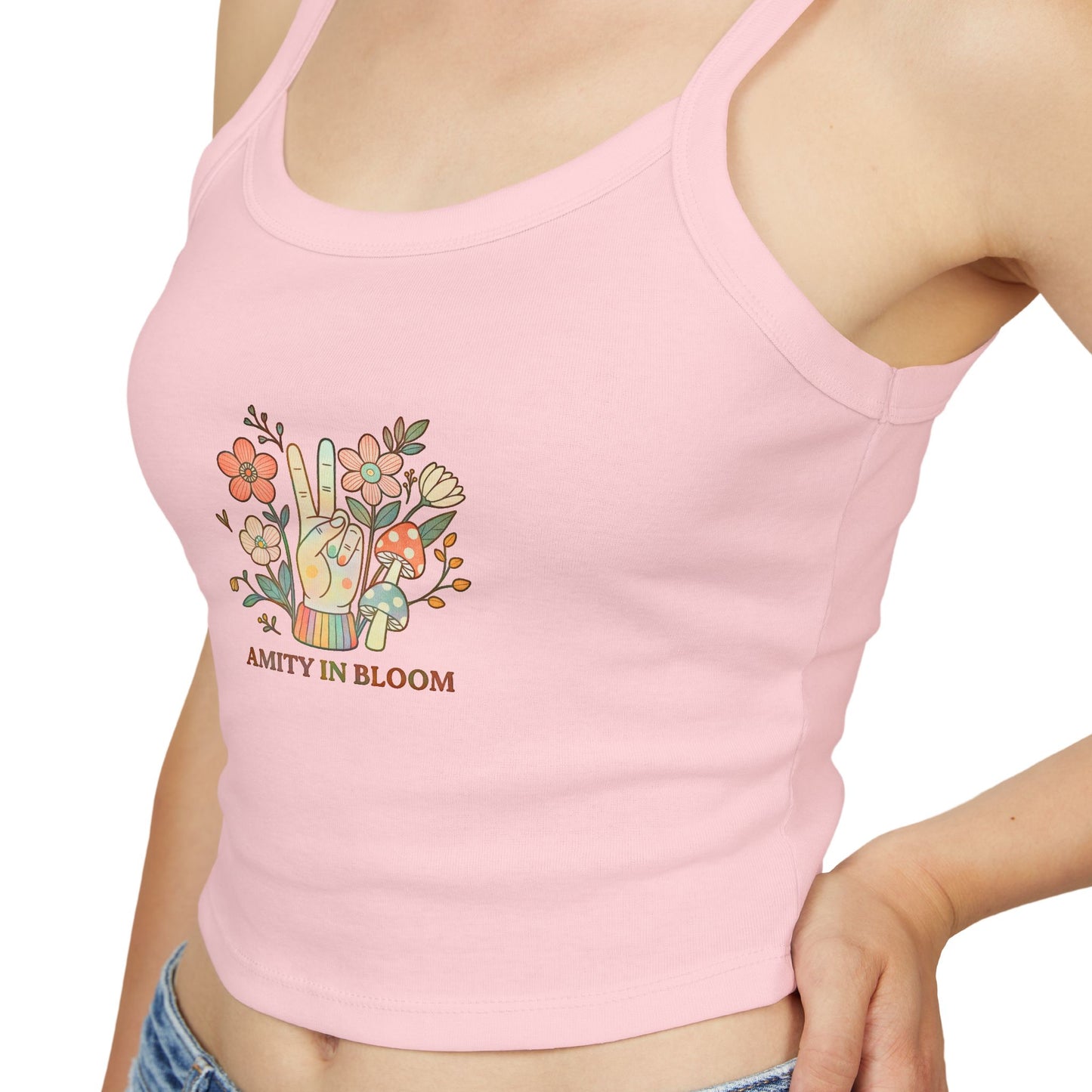 Peace Out Rainbow Logo Spaghetti Strap Tank Top | Amity in Bloom Original