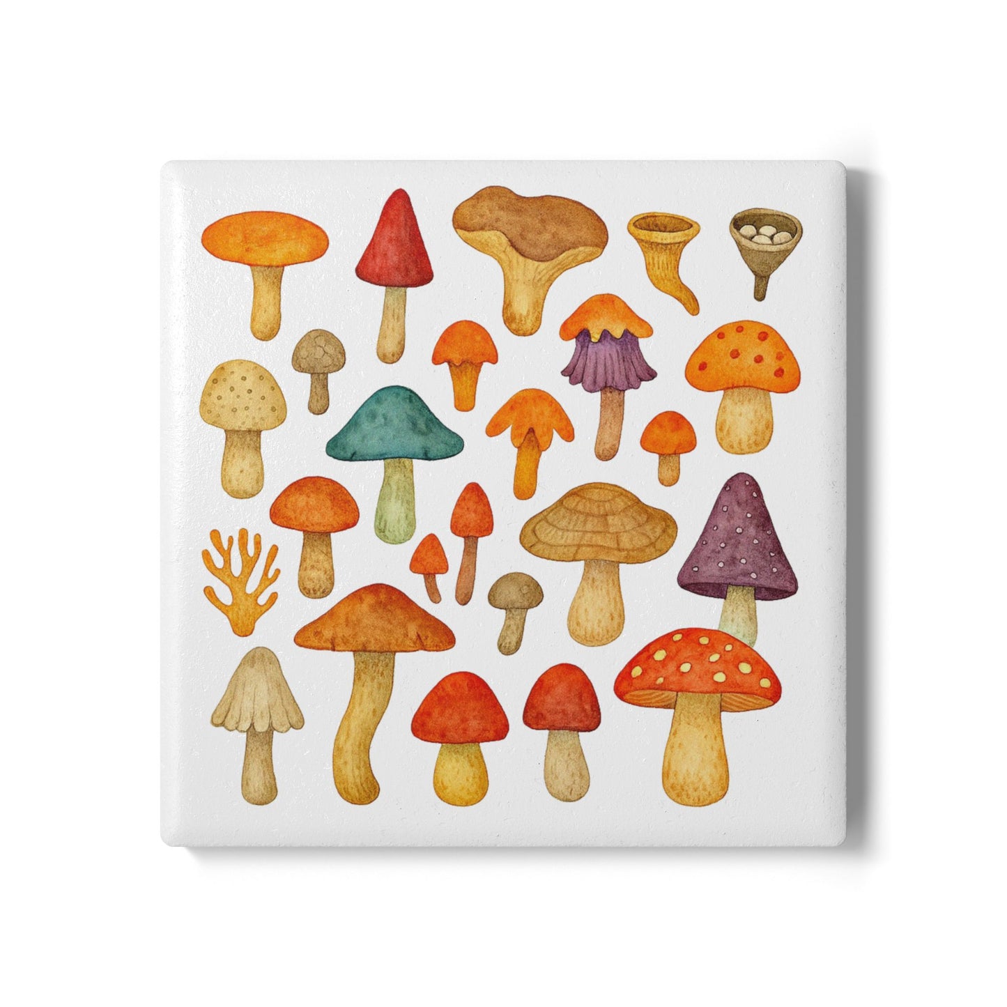 Mushroom Forest Chorus – Ceramic Coaster | Amity in Bloom Original Design