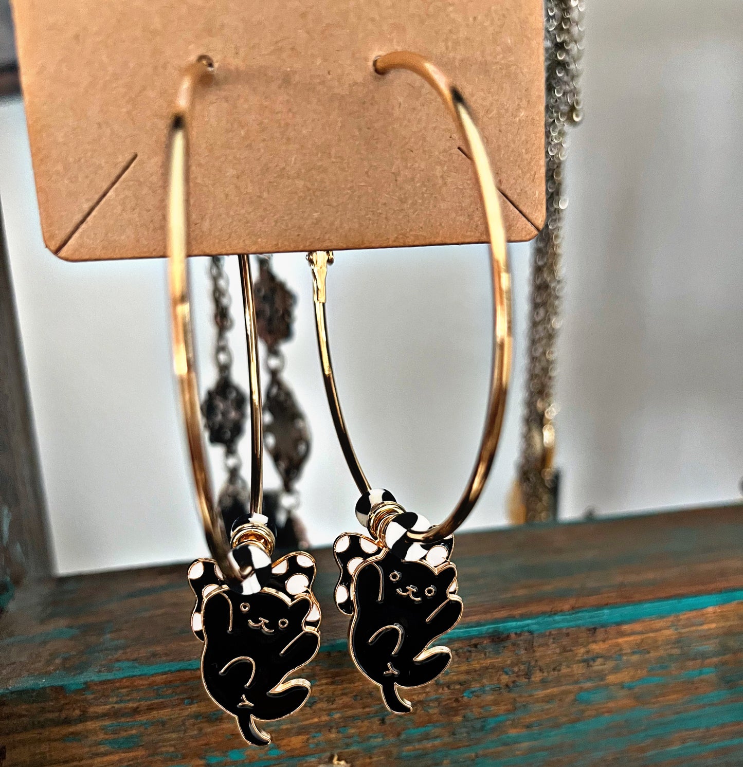 Lucky Paws Black Cat Hoop Earrings | Amity in Bloom Original