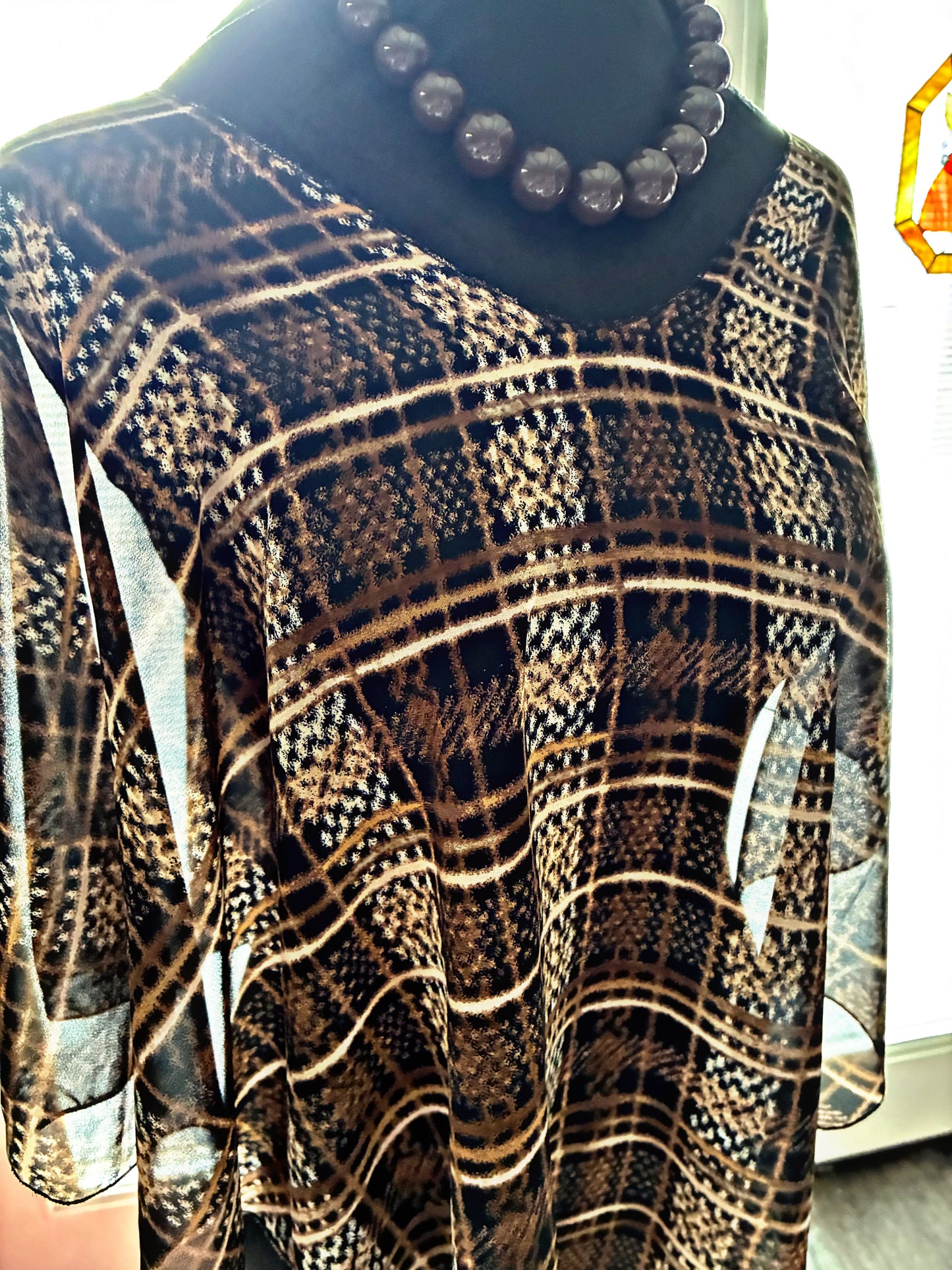Plaid Mirage Chiffon Poncho