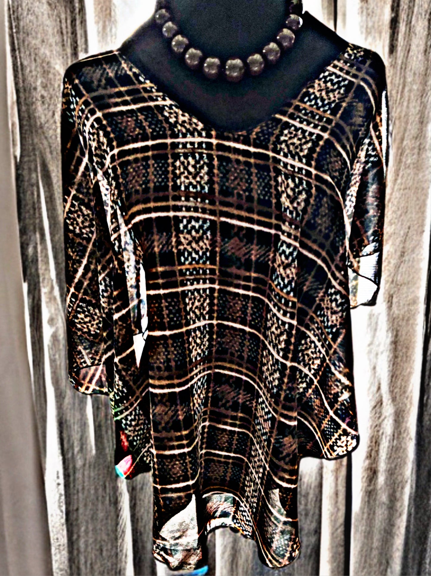 Plaid Mirage Chiffon Poncho
