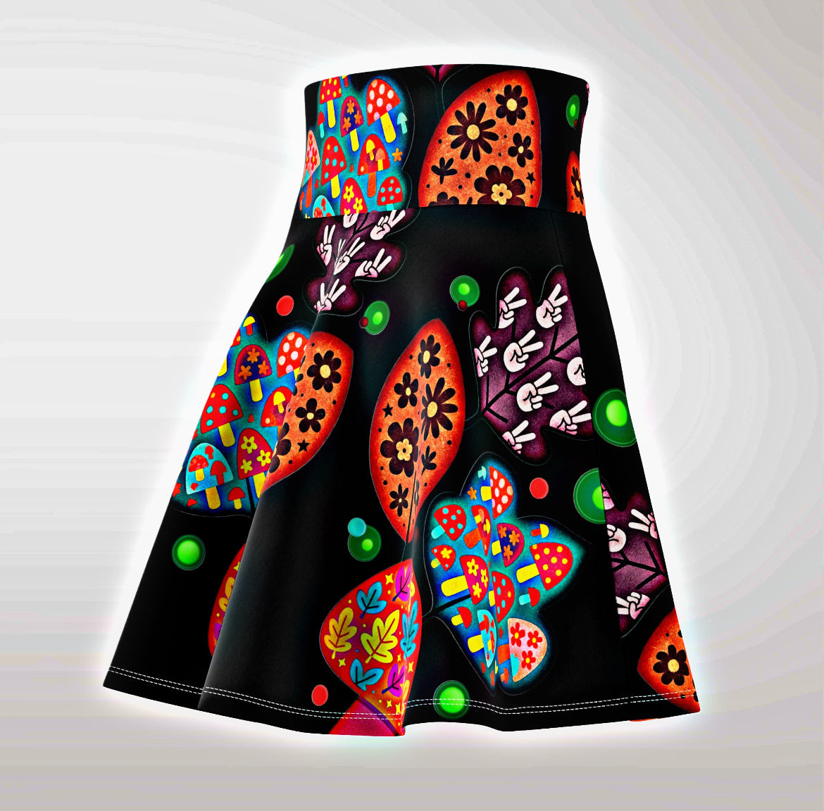 🍂 Autumn Patches Whirl Skirt - Midnight Bat | Amity in Bloom Original