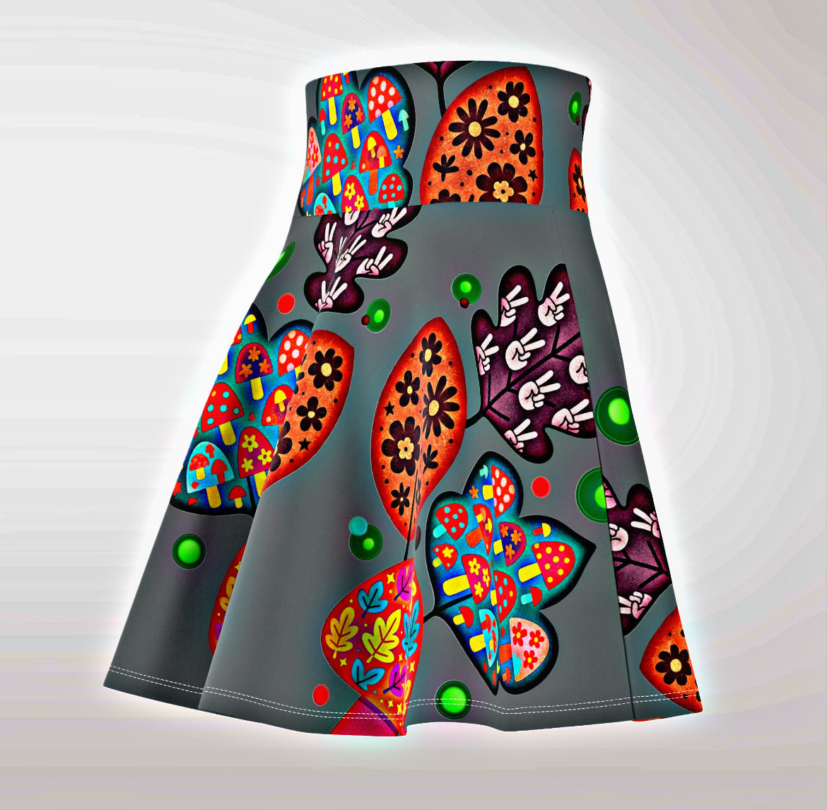 🍂 Autumn Patches Whirl Skirt - Silly Goose Gray | Amity in Bloom Original