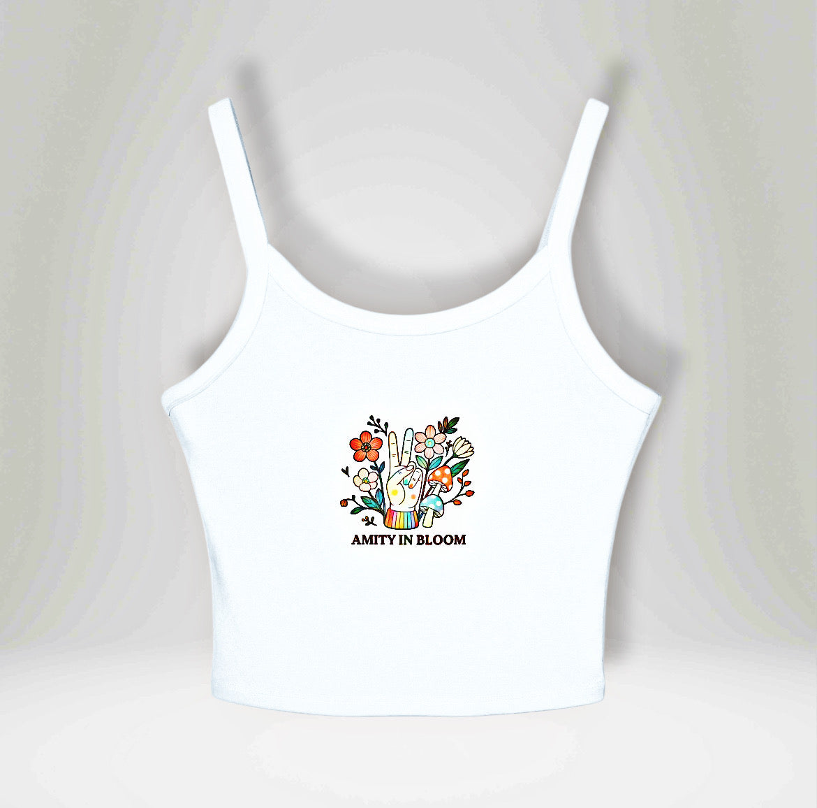 Peace Out Rainbow Logo Spaghetti Strap Tank Top | Amity in Bloom Original