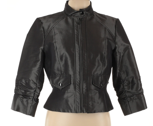 Anthracite Sleek Noir Cropped Jacket - Sz 10