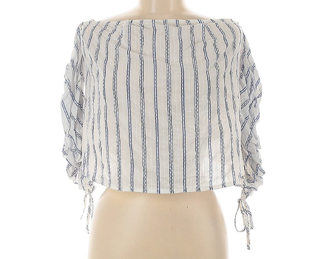 Breezy Coastal Stripe blu pepper Top - Sz M