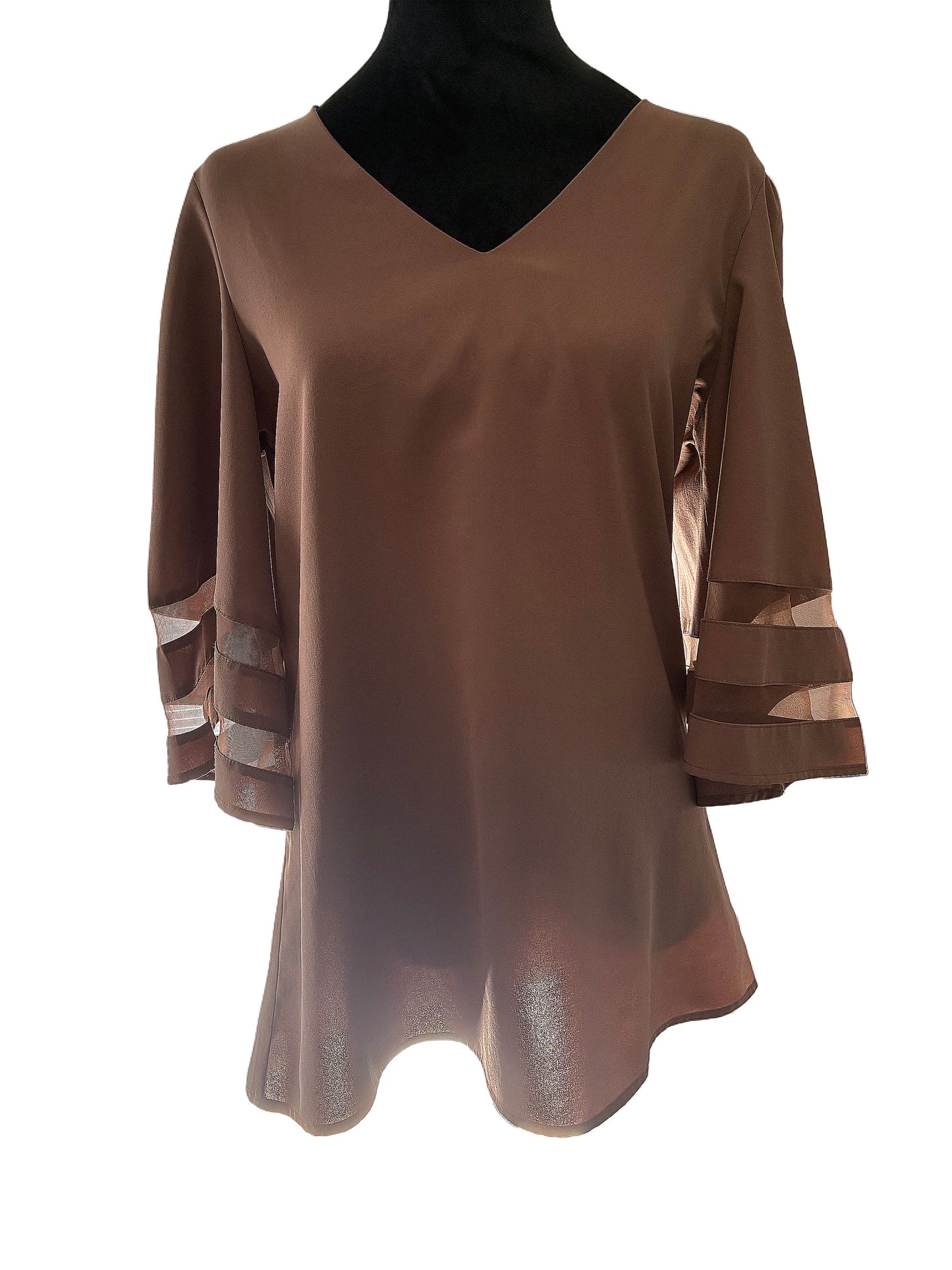 Cocoa Breeze Bell Sleeve Blouse - Sz S