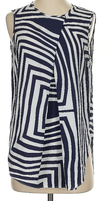 DKNY Geometric Sleeveless Blouse - Sz S