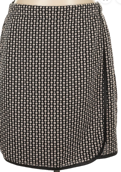 Unique Floral & Diamond Geometric Design Wrap Skirt - Sz L