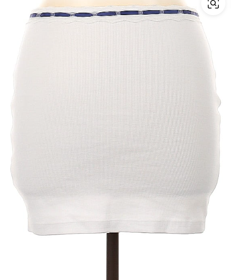 White Ribbed Mini Skirt