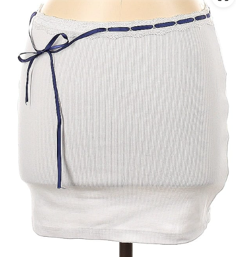 White Ribbed Mini Skirt