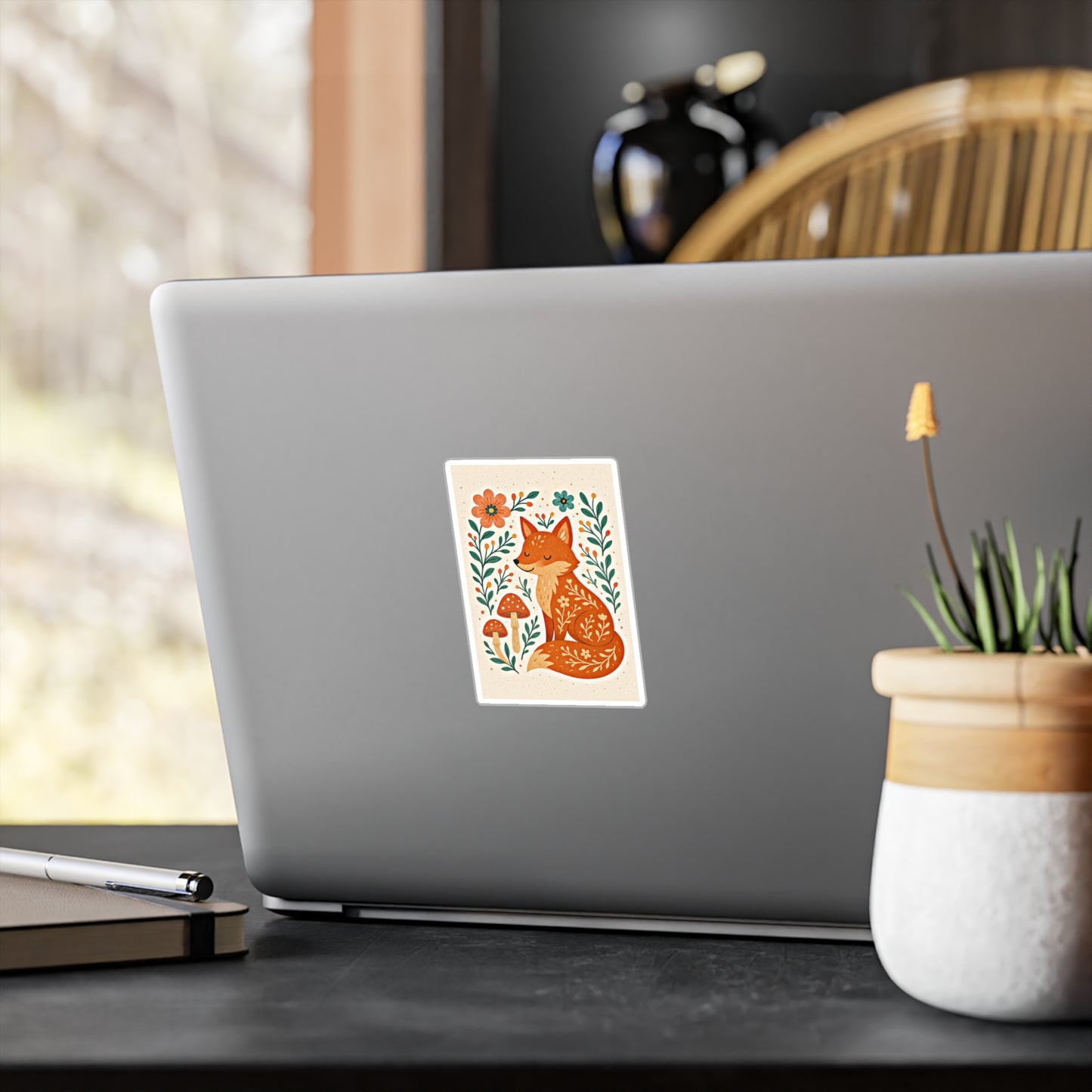 🦊 August Fox & Mushroom Stalks Sticker 🍄 | Amity in Bloom Original Design