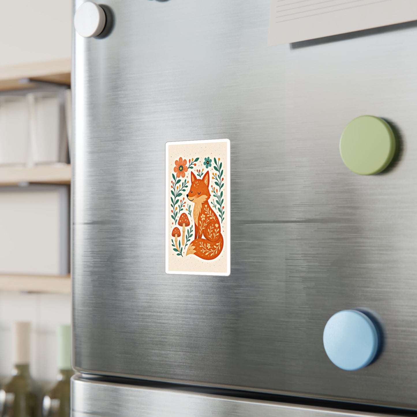 🦊 August Fox & Mushroom Stalks Sticker 🍄 | Amity in Bloom Original Design