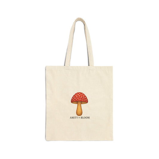 Folkcap Mushroom Canvas Tote Bag | Amity in Bloom Original Design