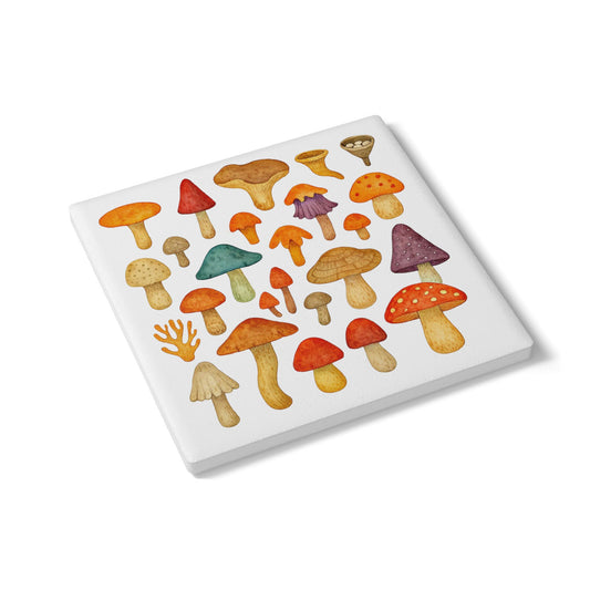 Mushroom Forest Chorus – Ceramic Coaster | Amity in Bloom Original Design