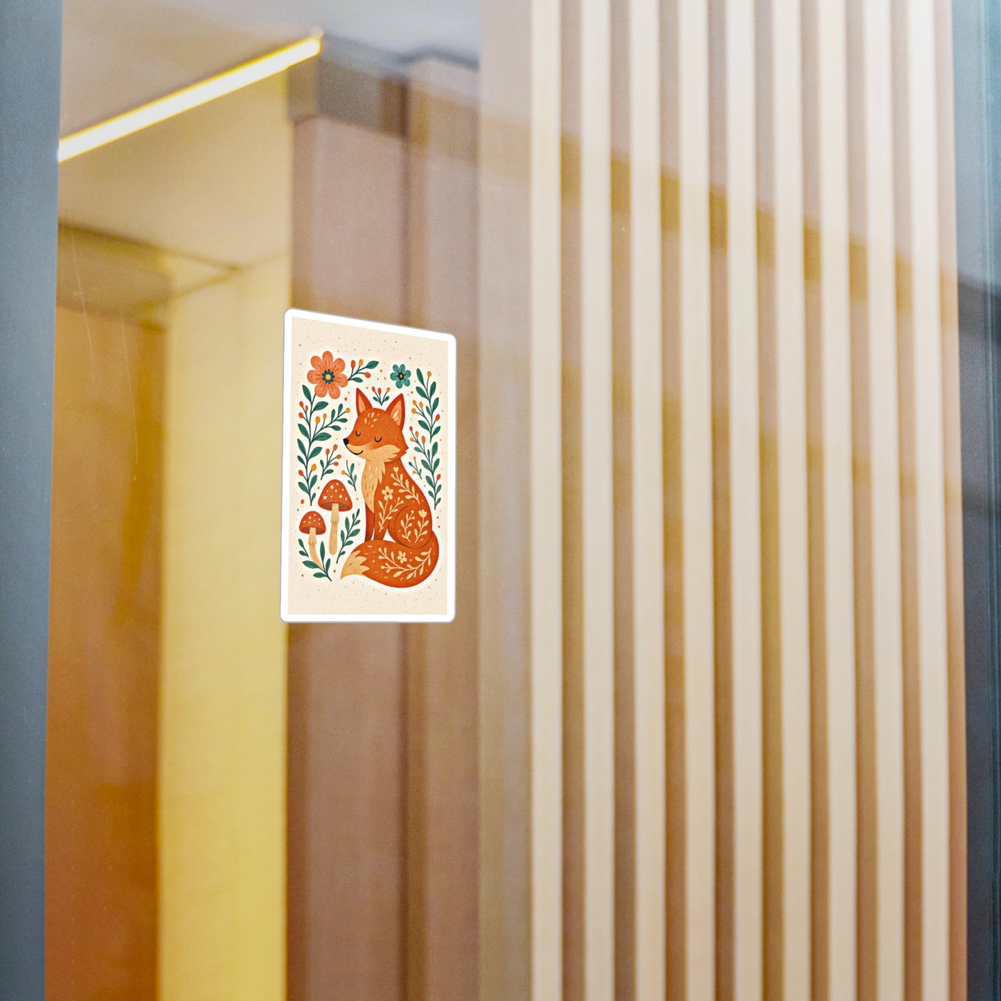 🦊 August Fox & Mushroom Stalks Sticker 🍄 | Amity in Bloom Original Design