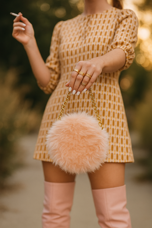Blush Faux Fur Wristlet