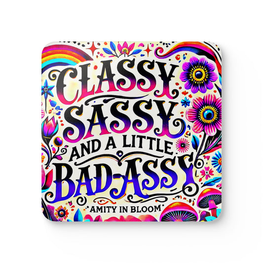 Classy & Sassy Cork Coaster Set – An Amity in Bloom Original Design