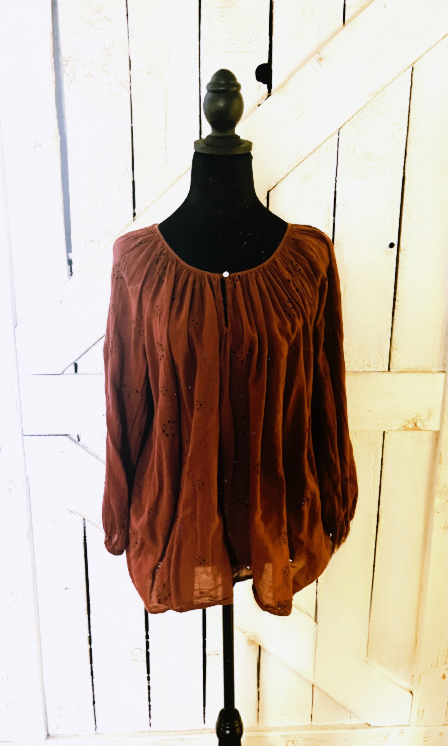 Embroidered Flower Peasant Top