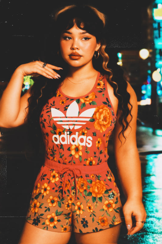 🌺 Adidas Floral Retro Romper – Pink Garden Edition (Size S)