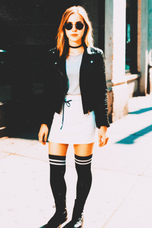 White Ribbed Mini Skirt