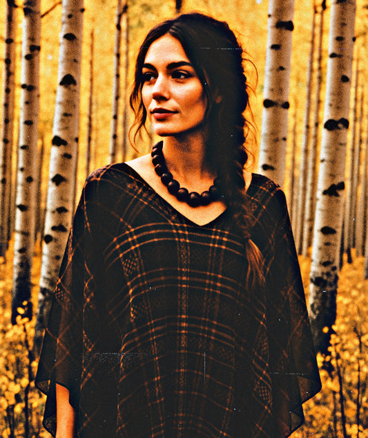 Plaid Mirage Chiffon Poncho