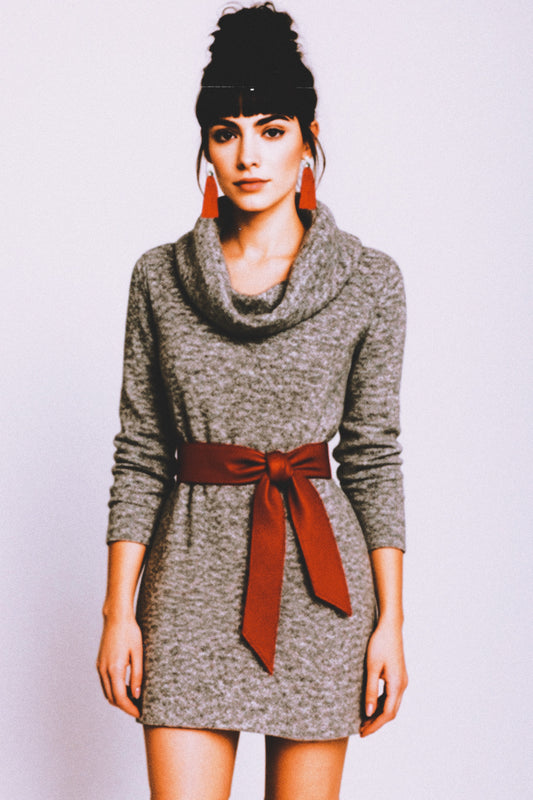 Heathered Grey Knit Sweater - Sz L