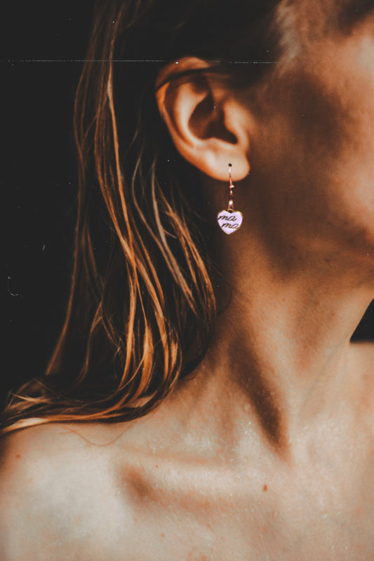 "ma ma" Heart Dangle Earrings | Amity in Bloom Original