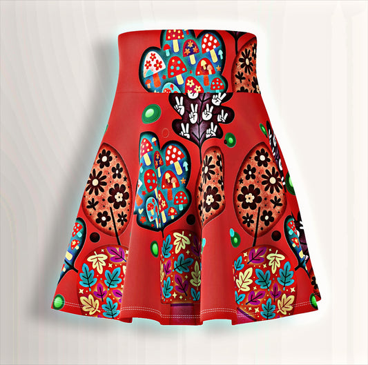 🍂 Autumn Patches Whirl Skirt - Mulled Red | Amity in Bloom Original