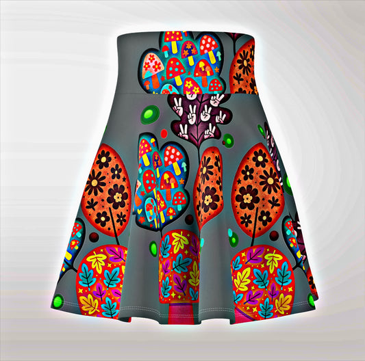🍂 Autumn Patches Whirl Skirt - Silly Goose Gray | Amity in Bloom Original