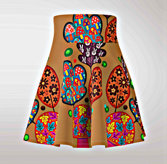 🍂 Autumn Patchwork Whirl Skirt - Salty Caramel | Amity in Bloom Original