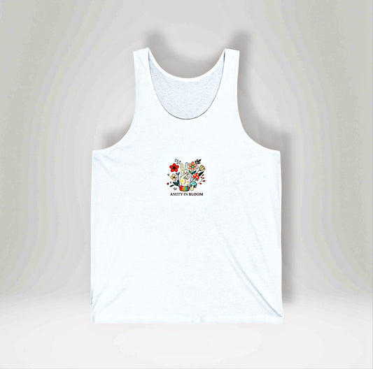 Peace Out Rainbow Logo Unisex Jersey Tank Top | Amity in Bloom Original