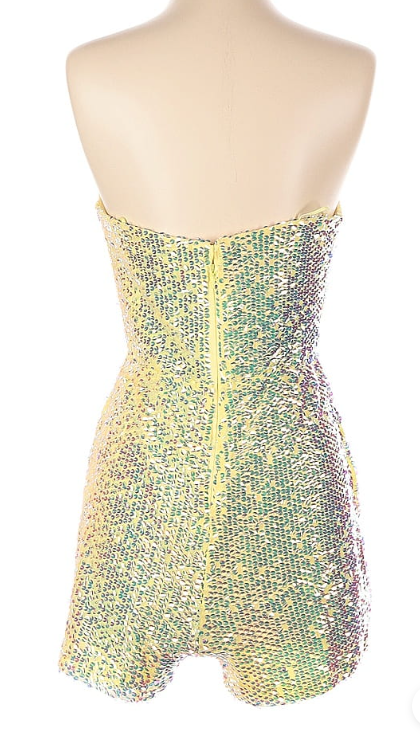 Golden Sublime Sequin Devine Strapless Romper - Sz S