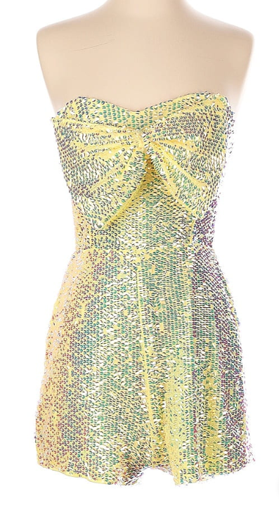 Golden Sublime Sequin Devine Strapless Romper - Sz S