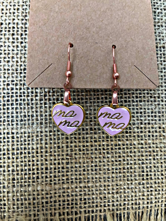 "ma ma" Heart Dangle Earrings | Amity in Bloom Original