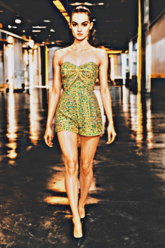 Golden Sublime Sequin Devine Strapless Romper - Sz S